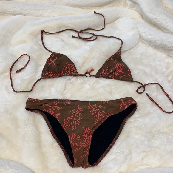Victoria’s Secret coral print bikini top & bottoms